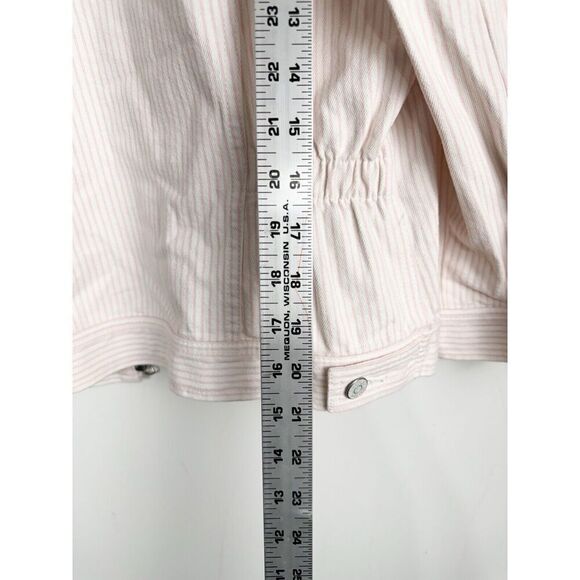 LRL Lauren Jeans Co Jacket Women's XL Denim Pink White Striped - Picture 5 of 6